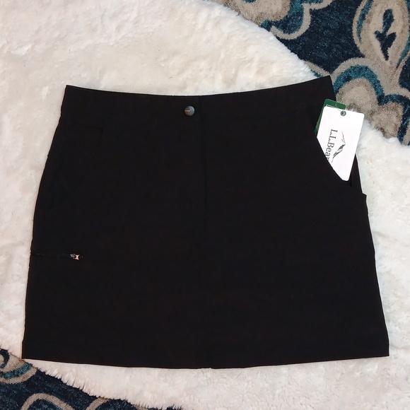 New L.L. bean comfort trail skirt black athletic workout skort sz 8 - Picture 5 of 12